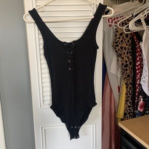 Black ribbed American eagle body suit